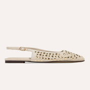 Bedford Flat in Bone Suede w/Gold Studs