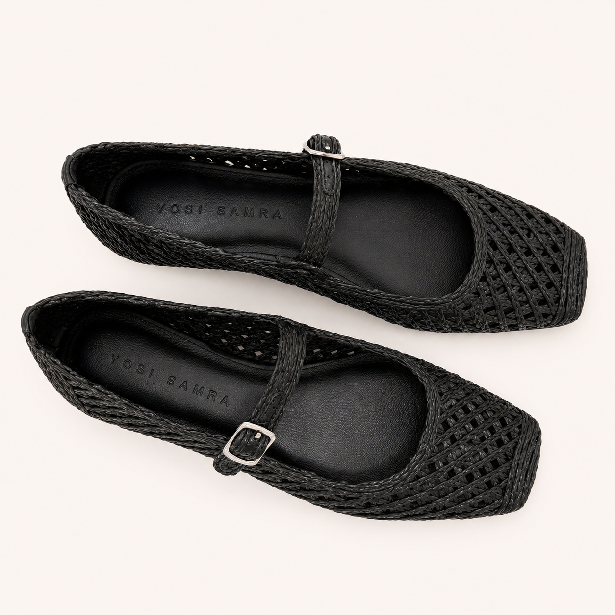 CALVI MARY JANE IN BLACK RAFFIA