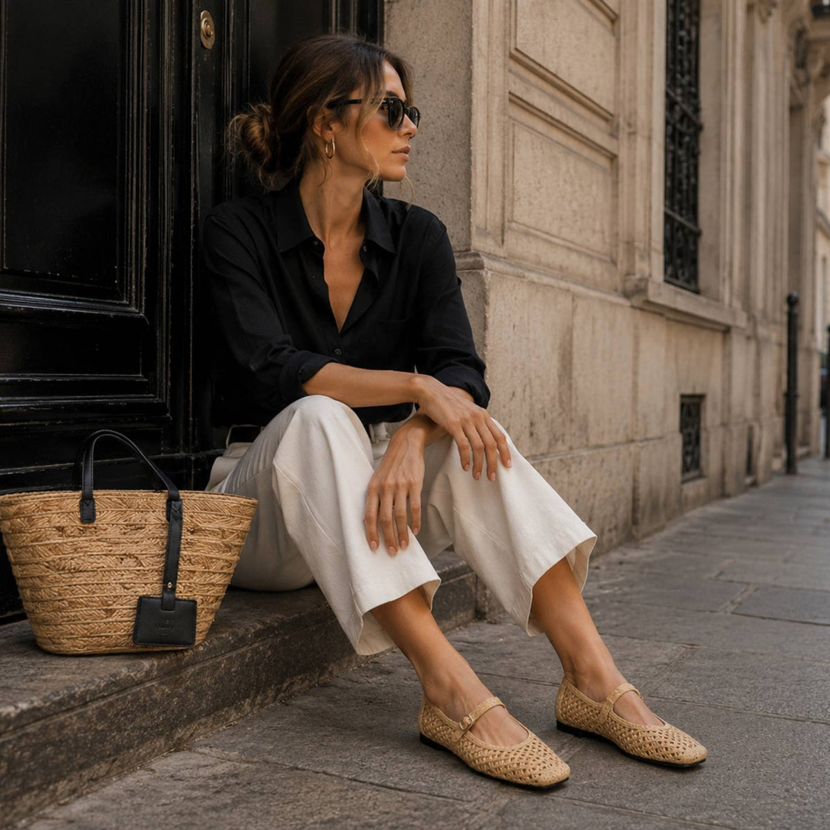 Calvi Mary Jane in Natural Raffia