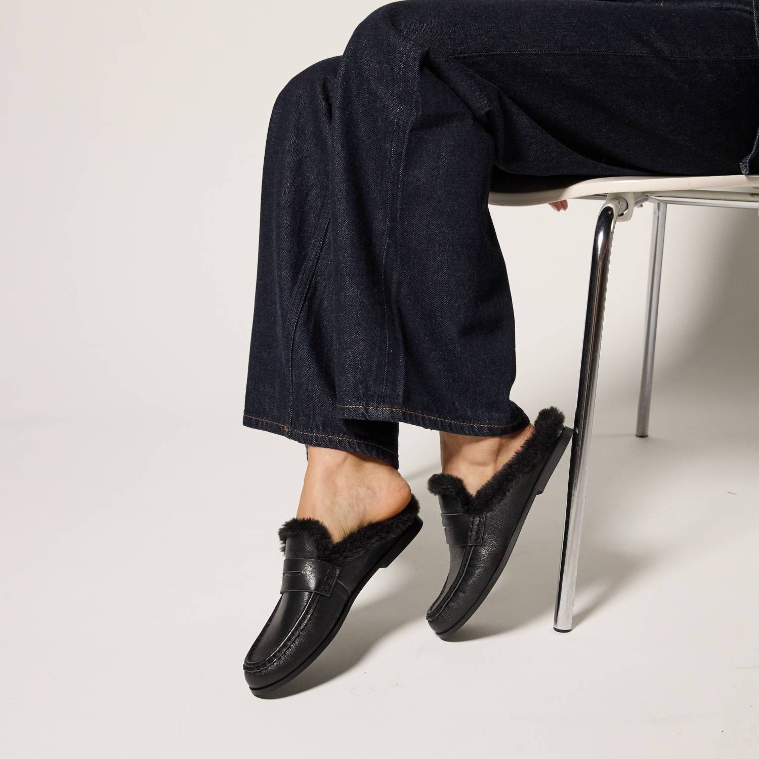 Camden Mule Loafer in Black Leather