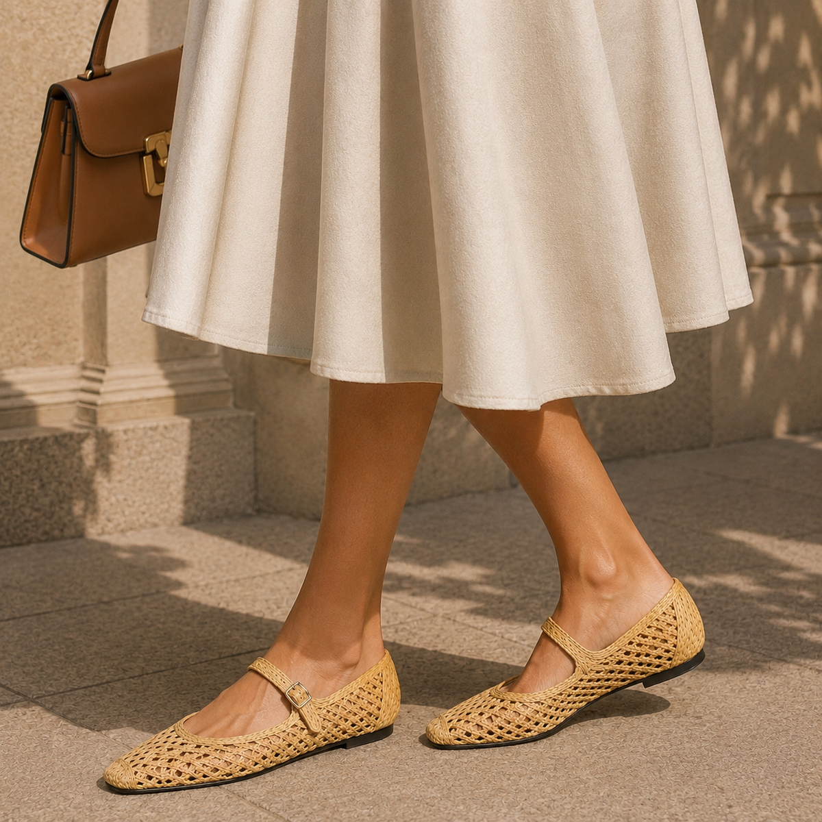 Calvi Mary Jane in Natural Raffia