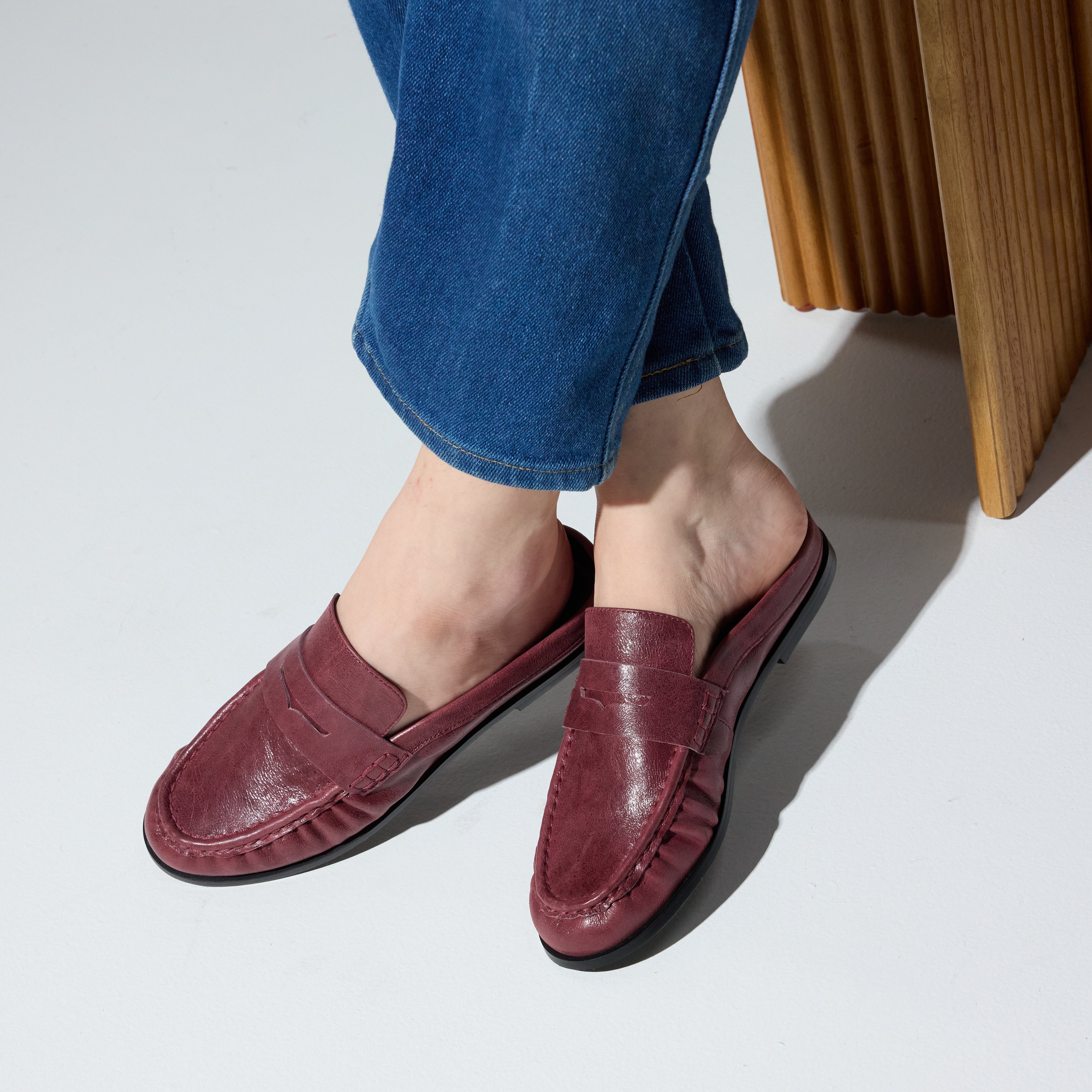 Camden Mule in Burgundy Leather