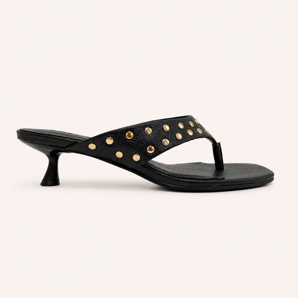 CAPRI STUD SANDAL IN BLACK LEATHER