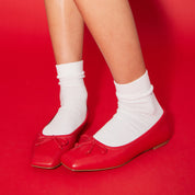 Cara Ballet Flat in Red Leather - Yosi Samra  - Women's Flats