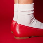 Cara Ballet Flat in Red Leather - Yosi Samra  - Women's Flats