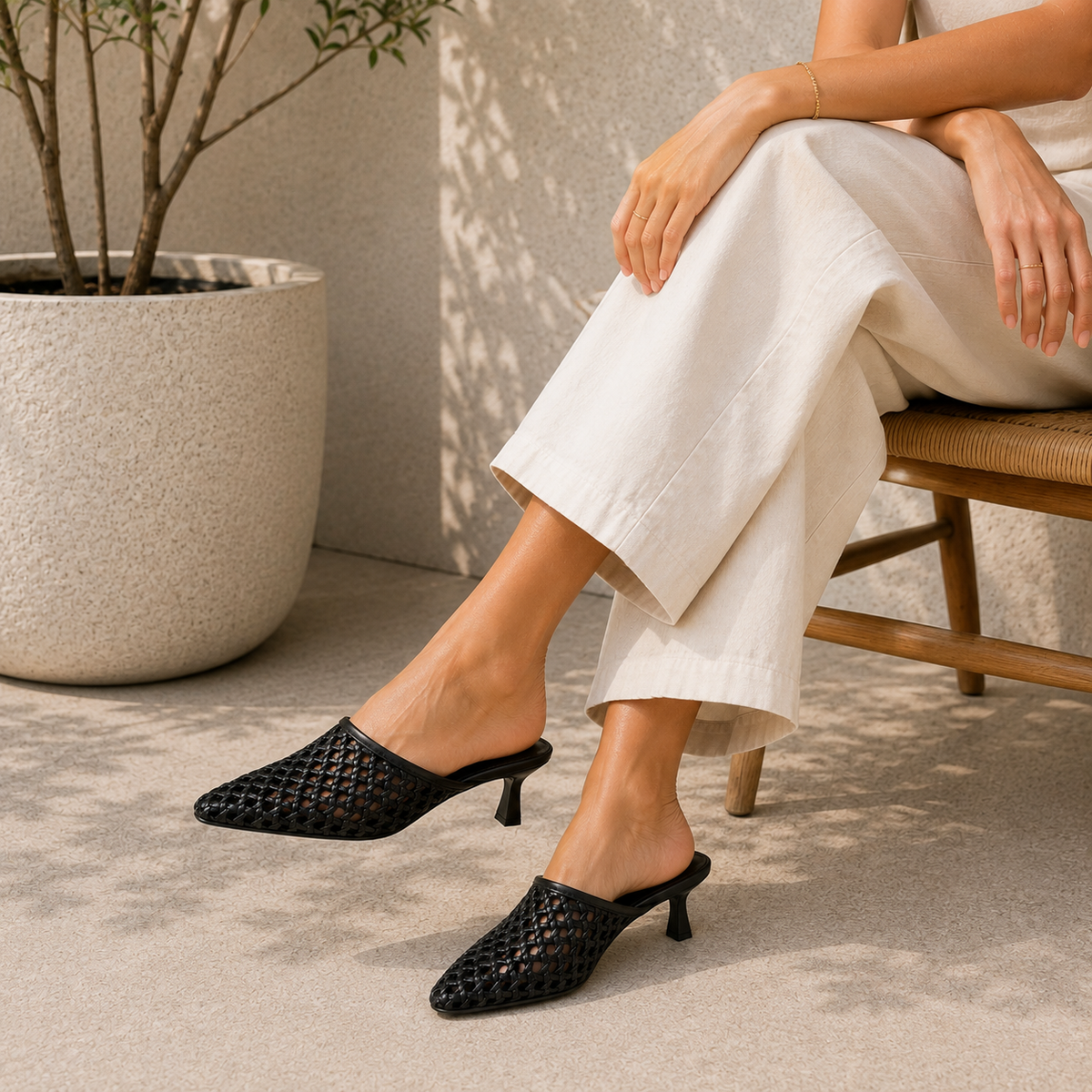 Chelsea Heel in Black Woven