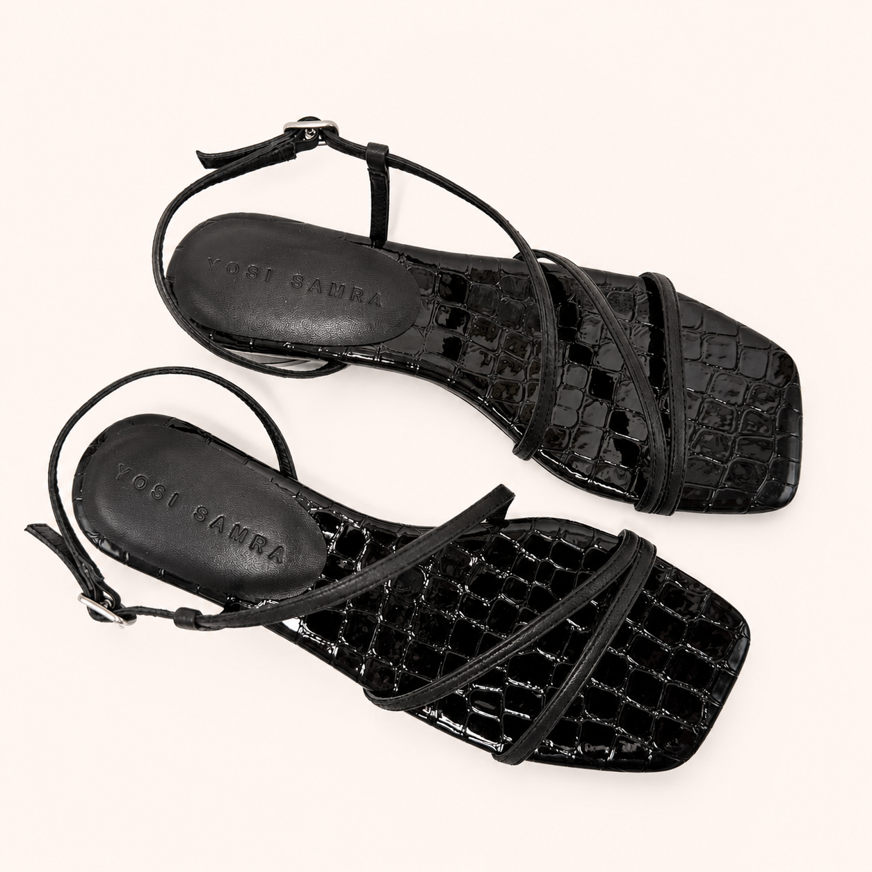 CORALIE SANDAL IN BLACK METALLIC CROC