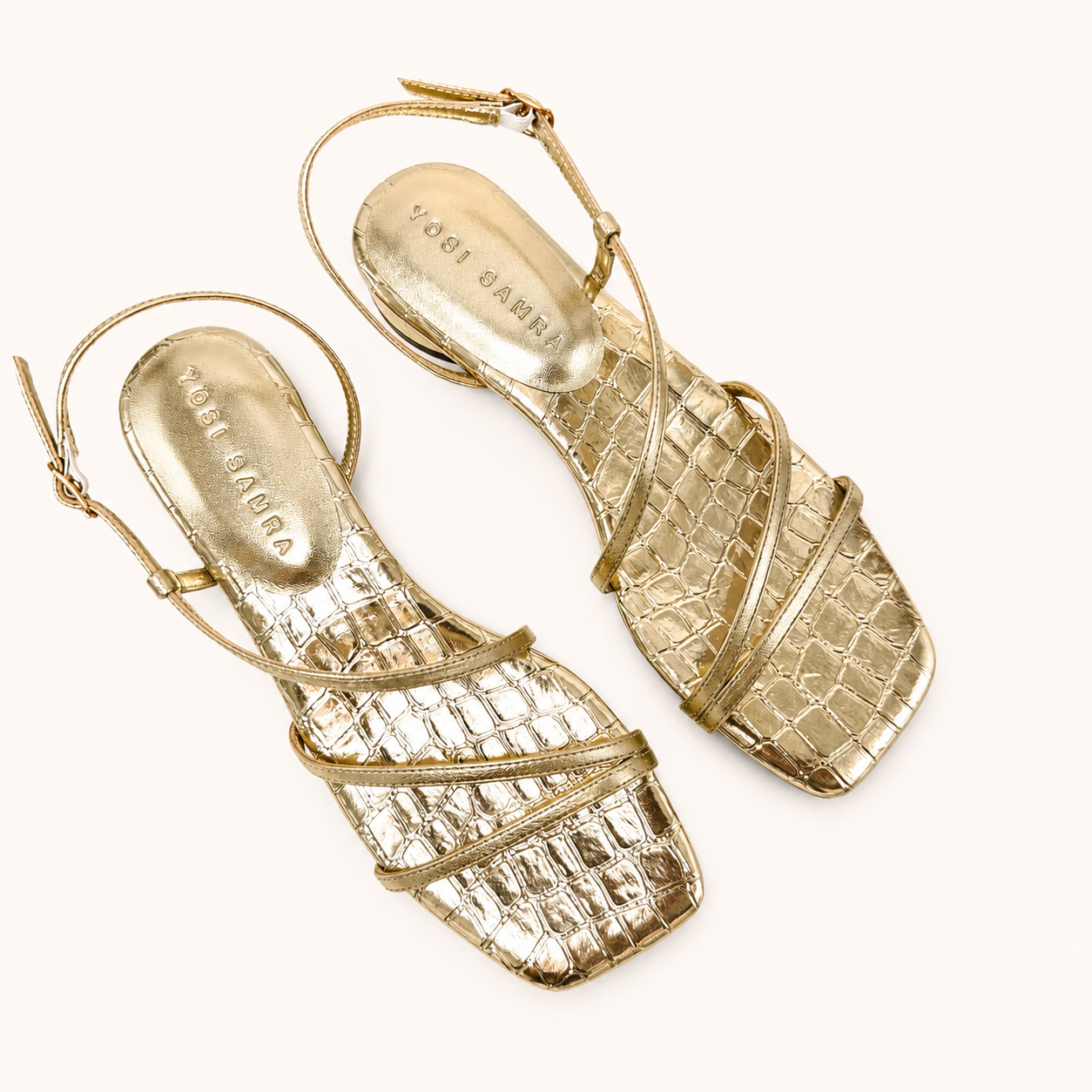 CORALIE SANDAL IN GOLD METALLIC CROC