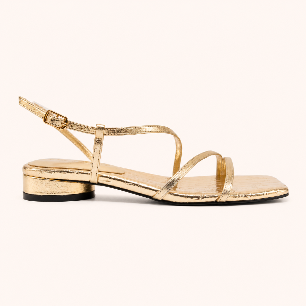 CORALIE SANDAL IN GOLD METALLIC CROC
