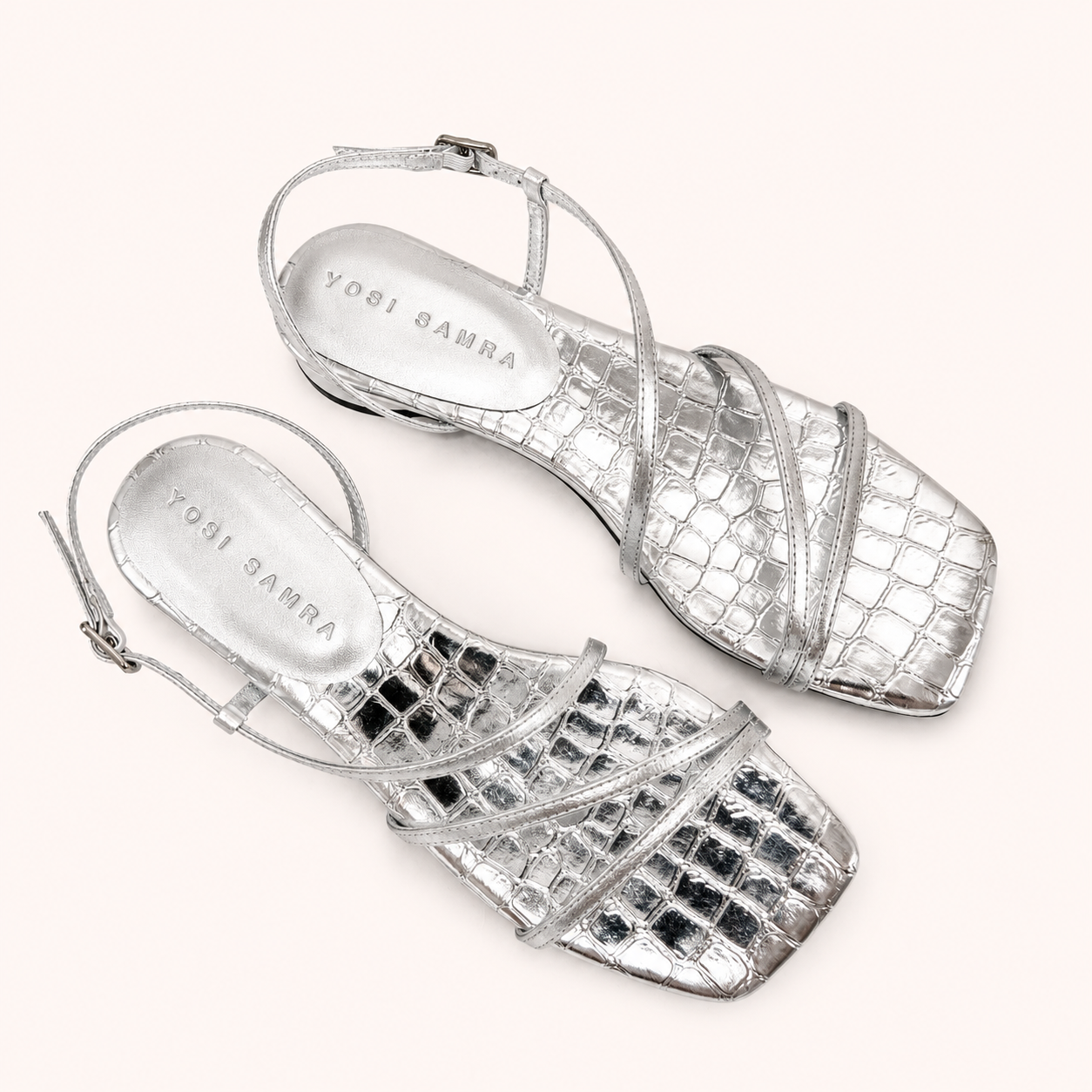 CORALIE SANDAL IN SILVER METALLIC CROC