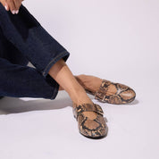 Danvers Ballet Flat in Chocolate Snake Leather