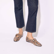 Danvers Ballet Flat in Chocolate Snake Leather
