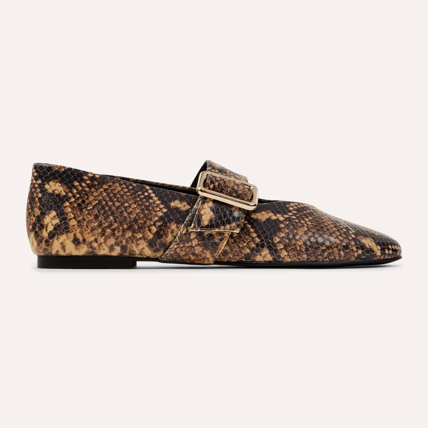 Danvers Ballet Flat in Chocolate Snake Leather