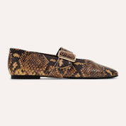 Danvers Ballet Flat in Chocolate Snake Leather