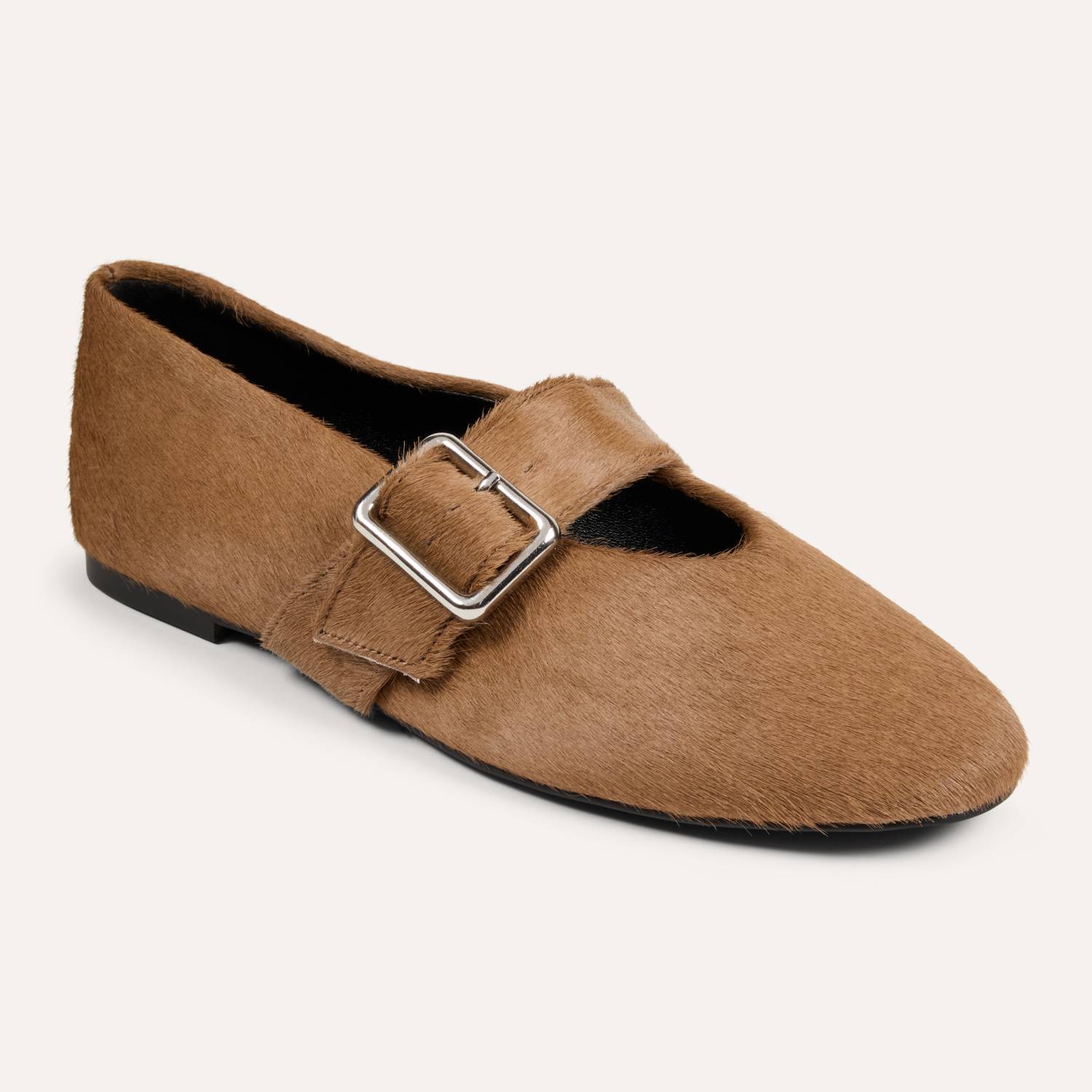 Danvers Ballet Flat in Light Brown Calf Hair