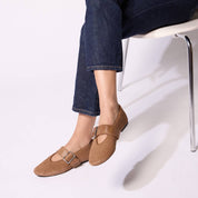 Danvers Ballet Flat in Light Brown Calf Hair