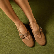 Danvers Ballet Flat in Light Brown Calf Hair