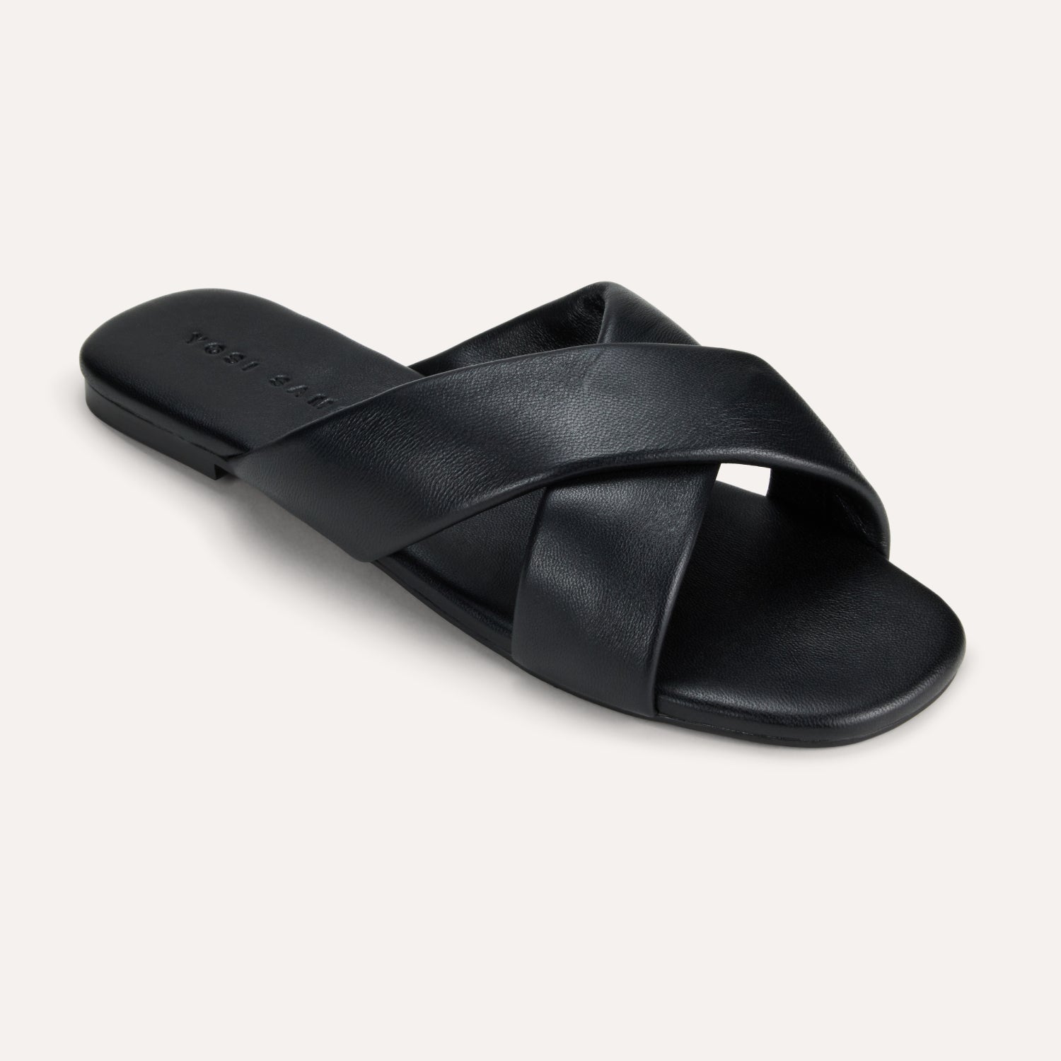Delancey Slide Sandal in Black Leather