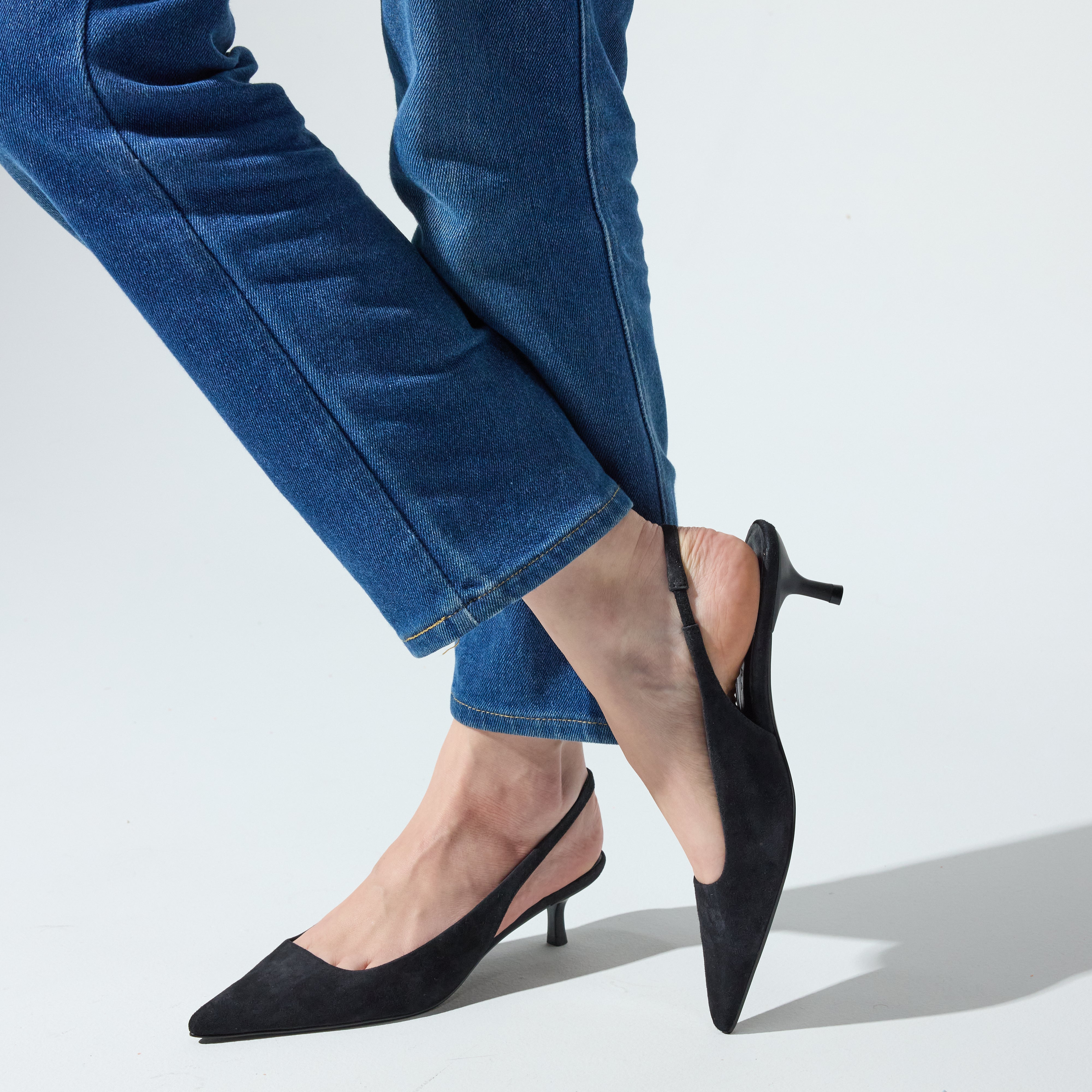 Delilah Slingback in Black Suede
