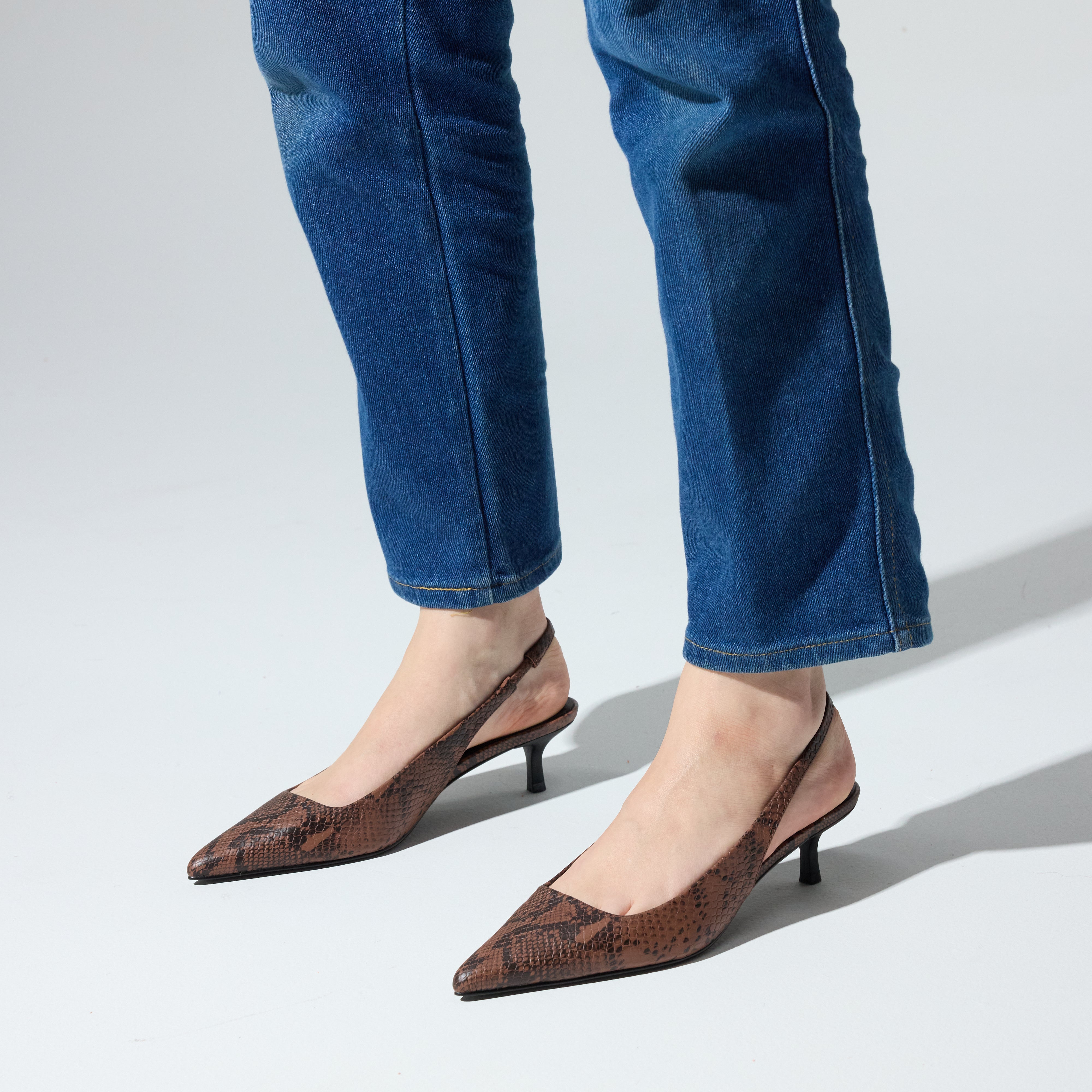 Delilah in Chocolate Snake Leather