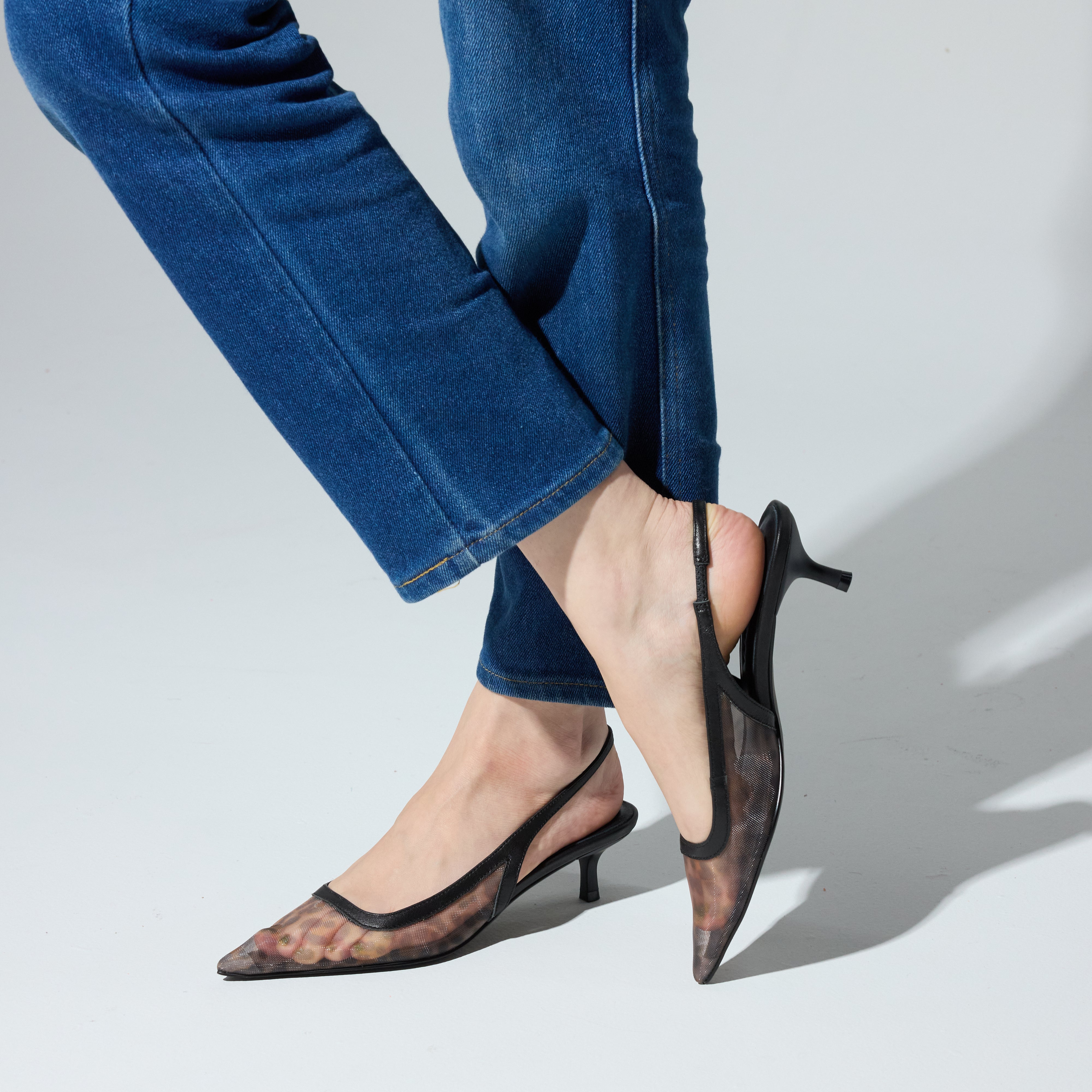 Delilah Slingback in Leopard Mesh