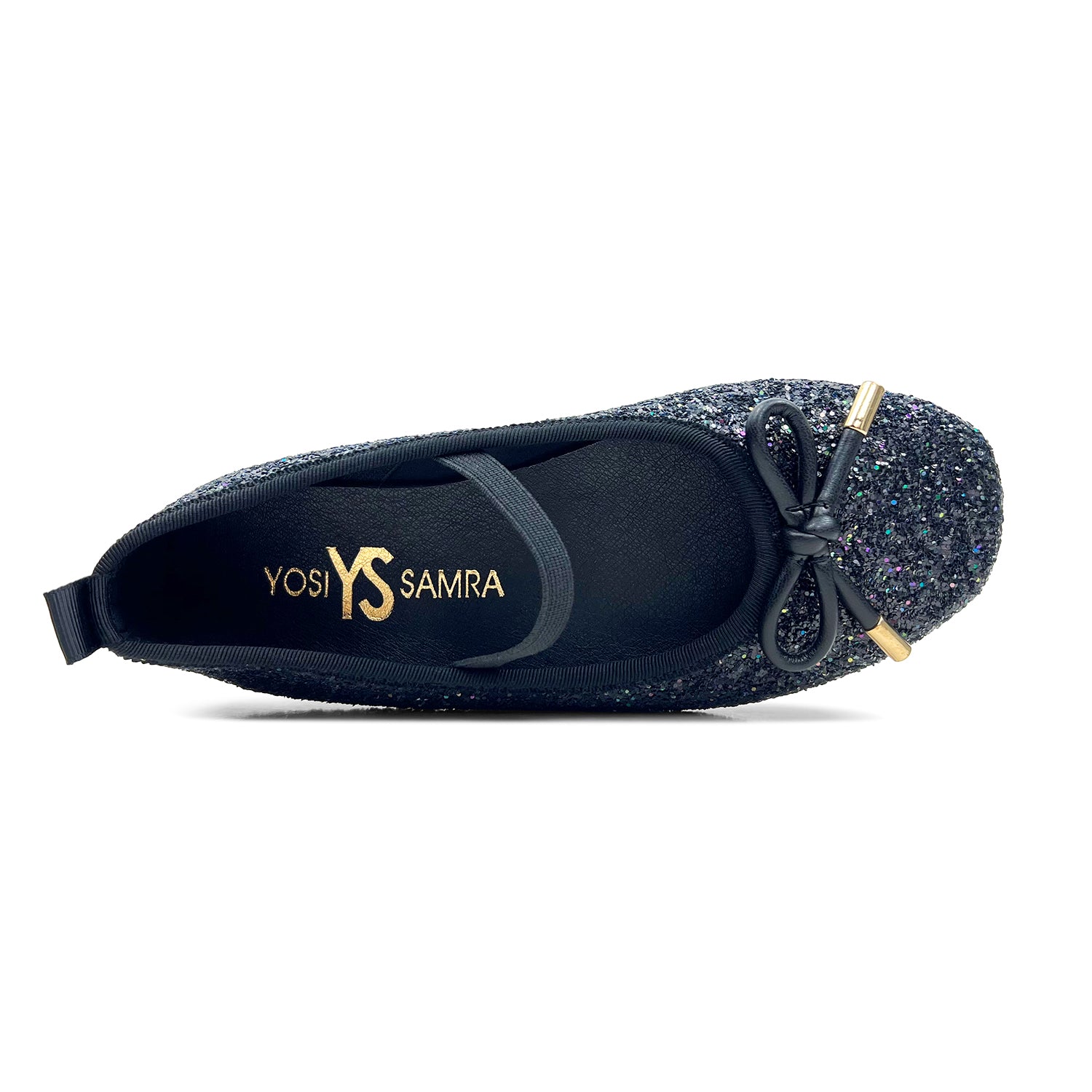 Miss Emma Flat in Black Glitter - Kids - Yosi Samra  - Kids' Flats