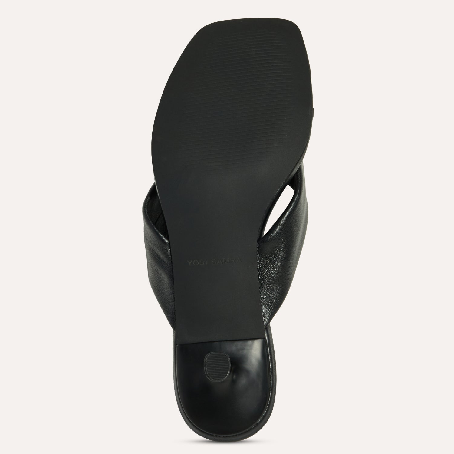 Eva Thong Kitten Heel Mule in Black Leather