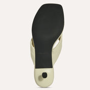 Eva Thong Kitten Heel Mule in Cream Leather