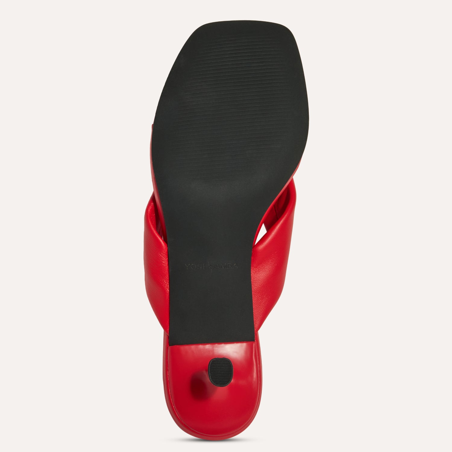 Eva Thong Kitten Heel Mule in Red Leather