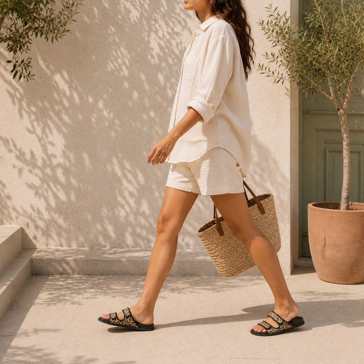 Elba Sandal in Leopard Nylon
