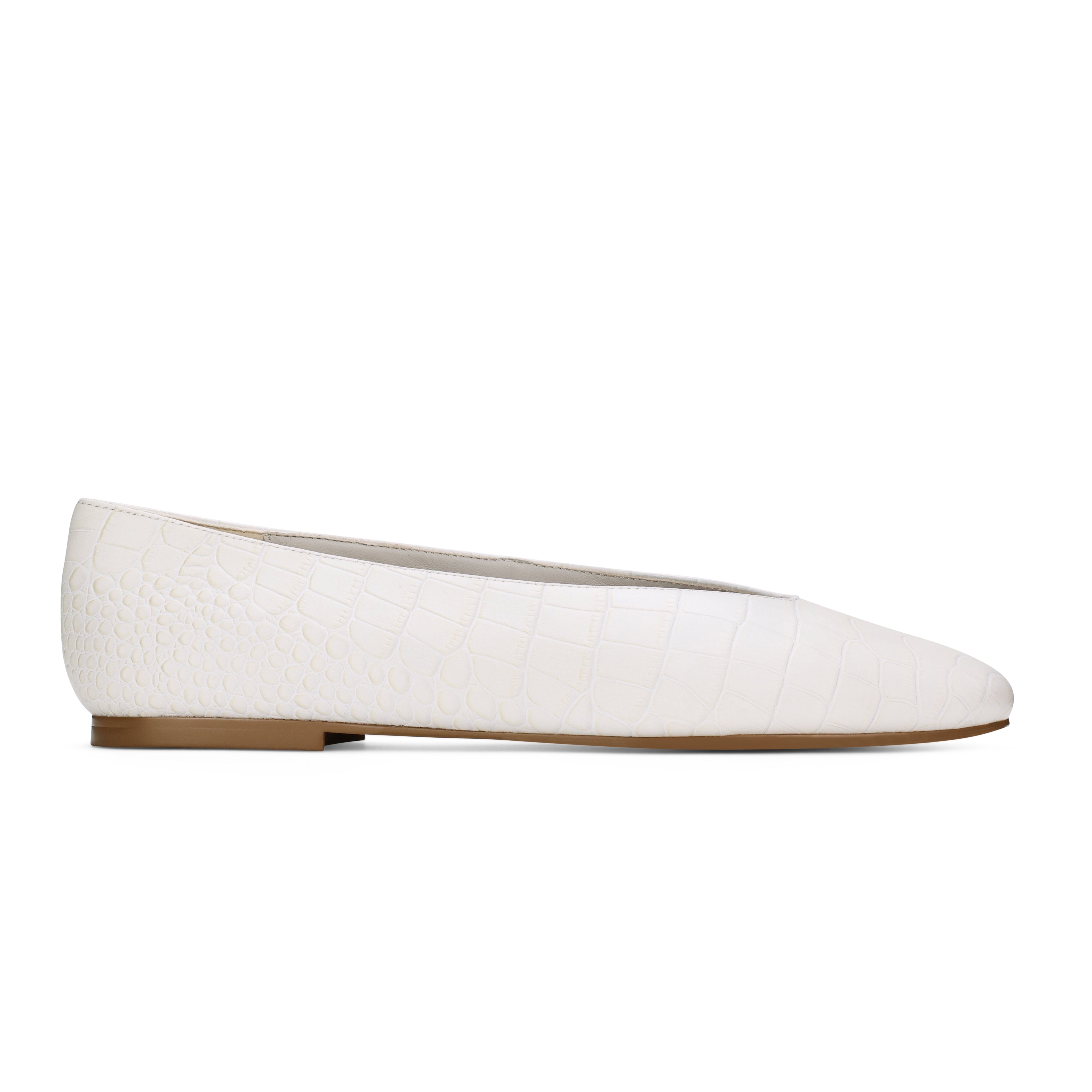 Emerson Ballet Flat in Bone Leather Croc