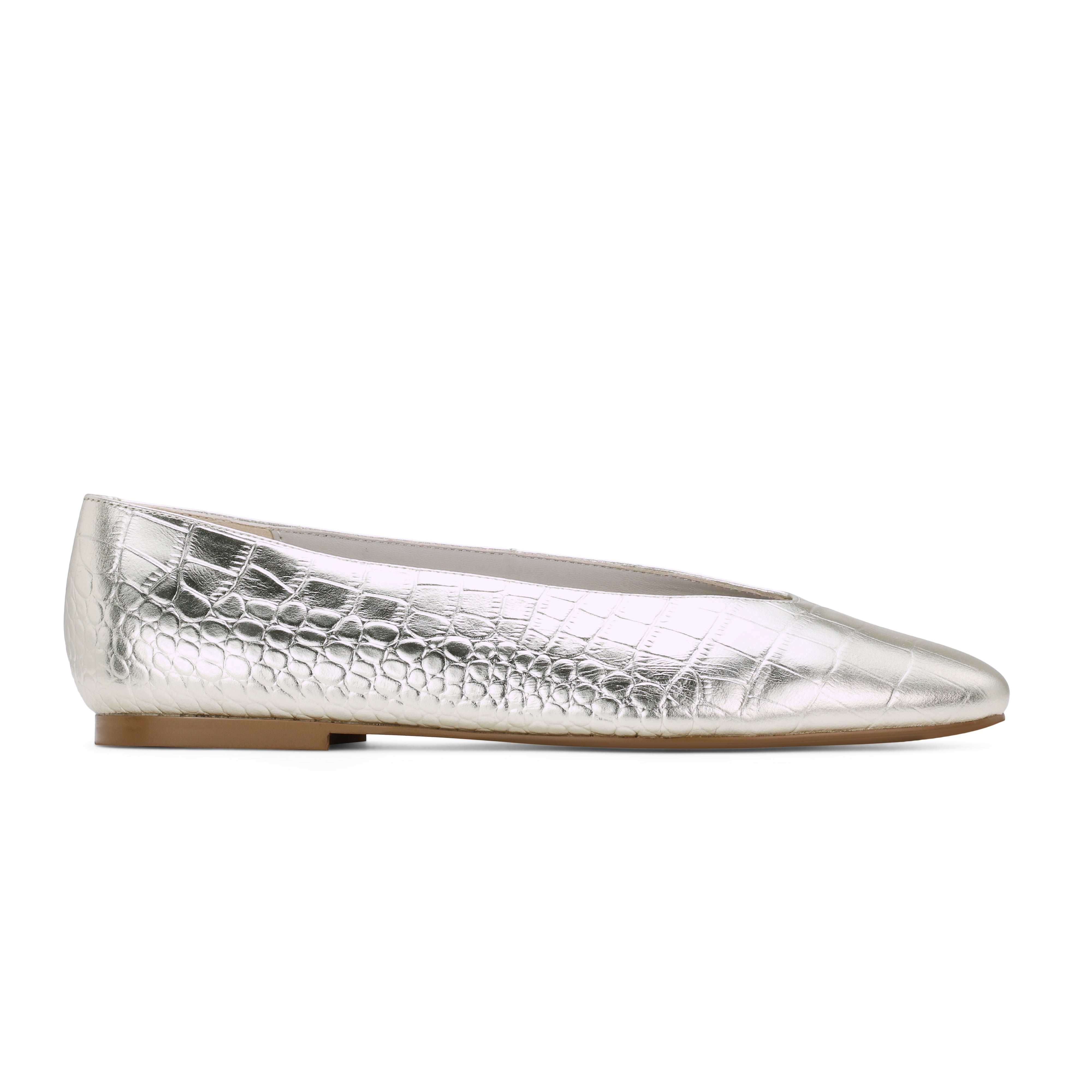 Emerson Ballet Flat in Gold Leather Croc