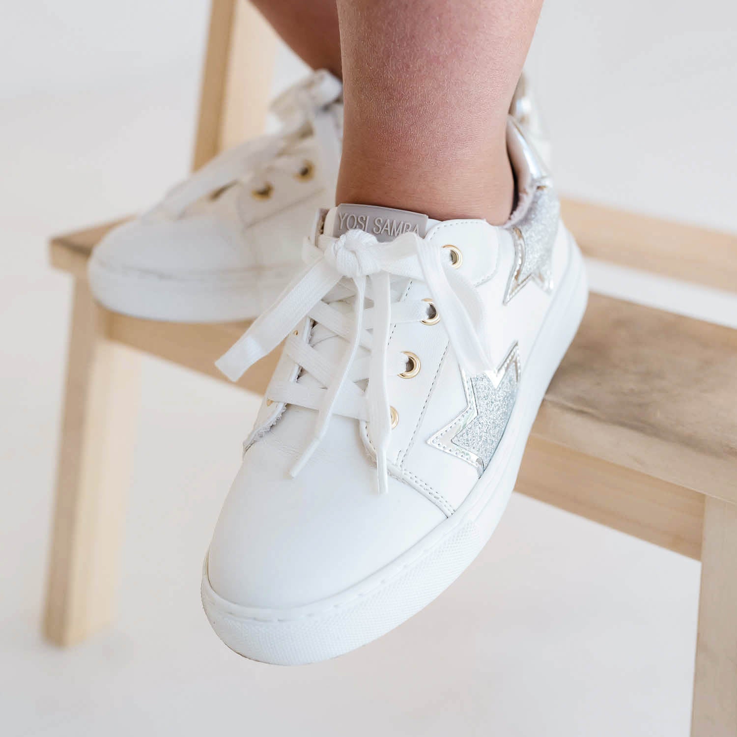 Miss Harper Sneaker in Silver Glitter - Kids - Yosi Samra  - Kids' Sneakers