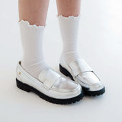 Miss Lydia Loafer in Silver - Kids - Yosi Samra  - Kids' Flats