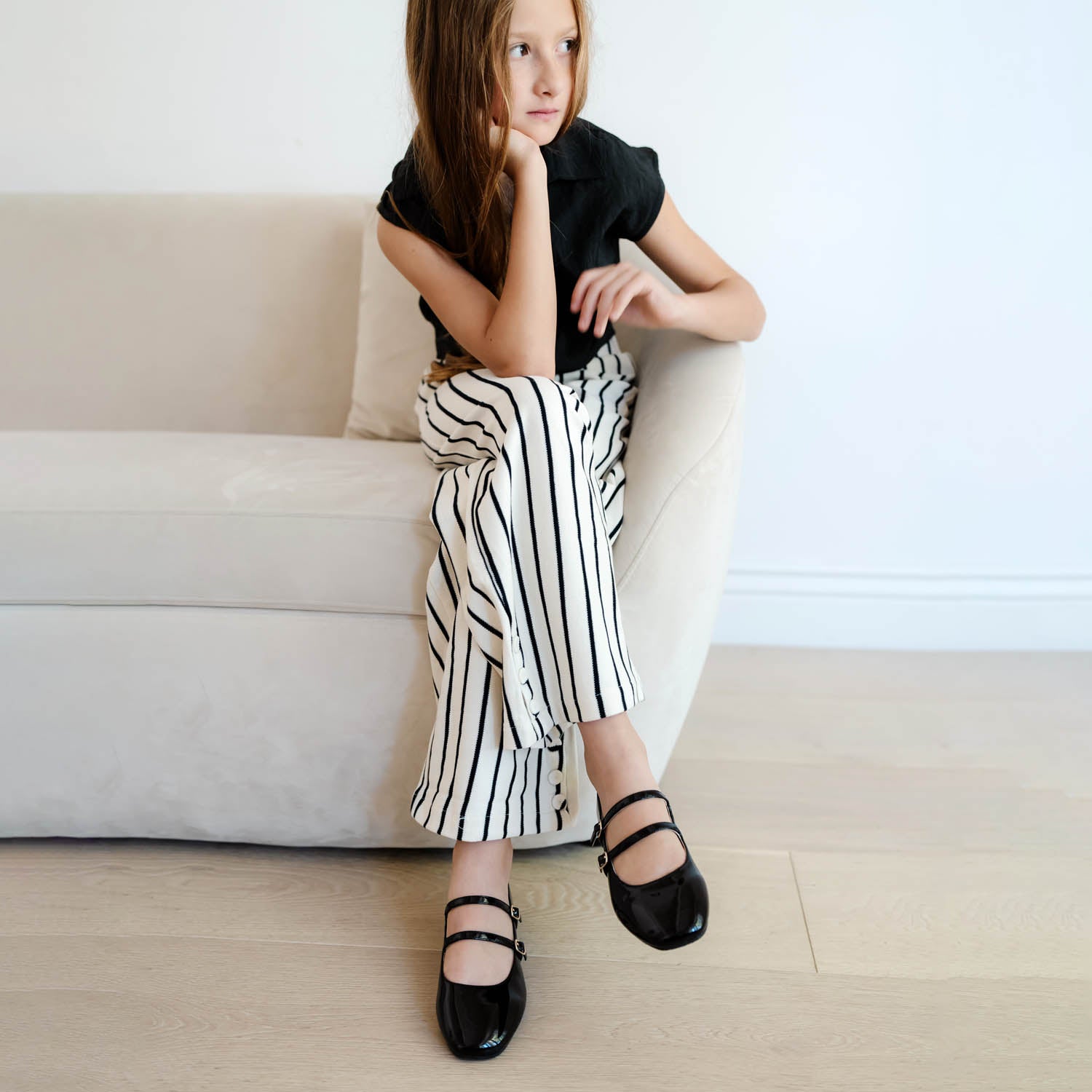Miss Mary Flat in Black Patent - Kids