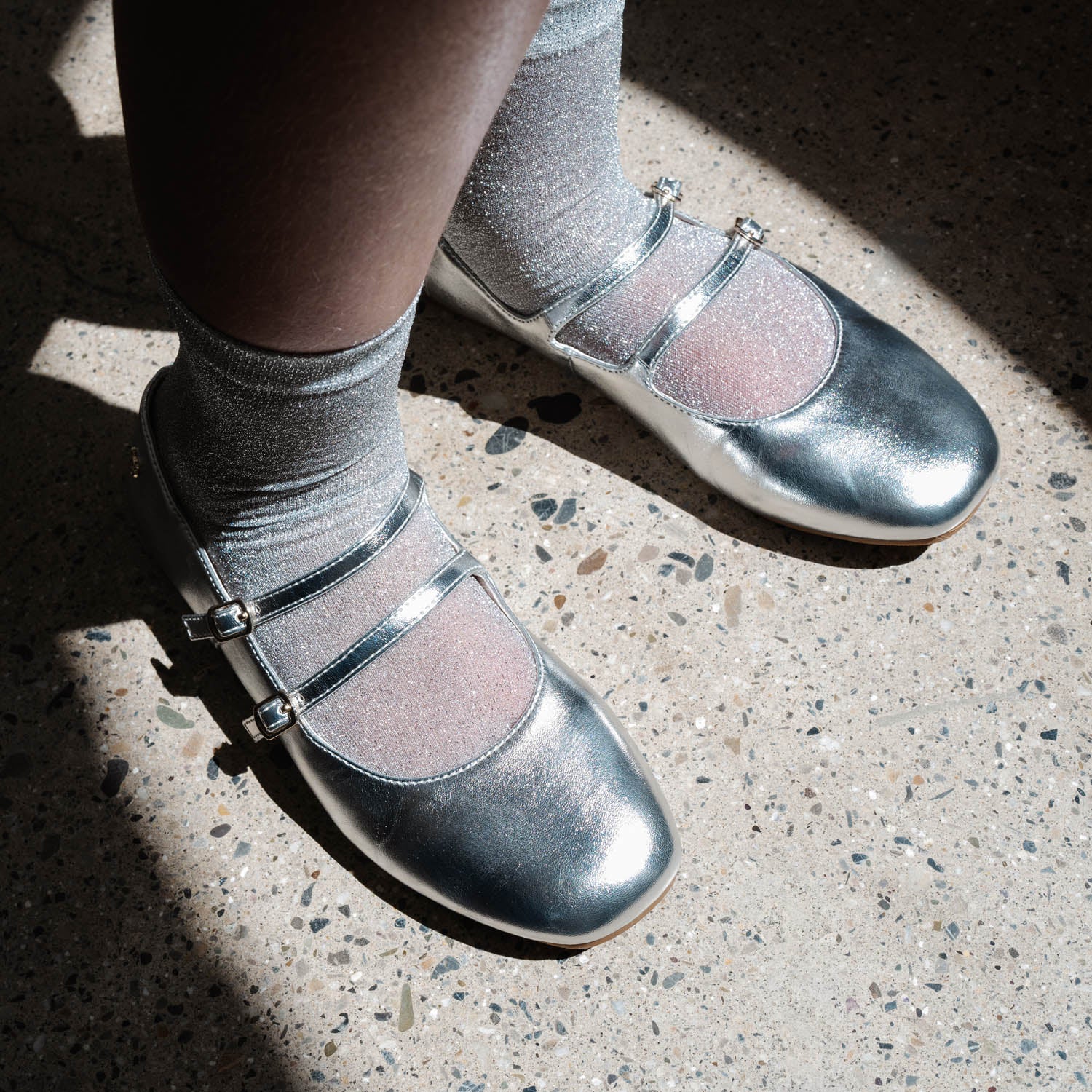 Miss Mary Flat in Silver - Kids - Yosi Samra  - Kids' Flats