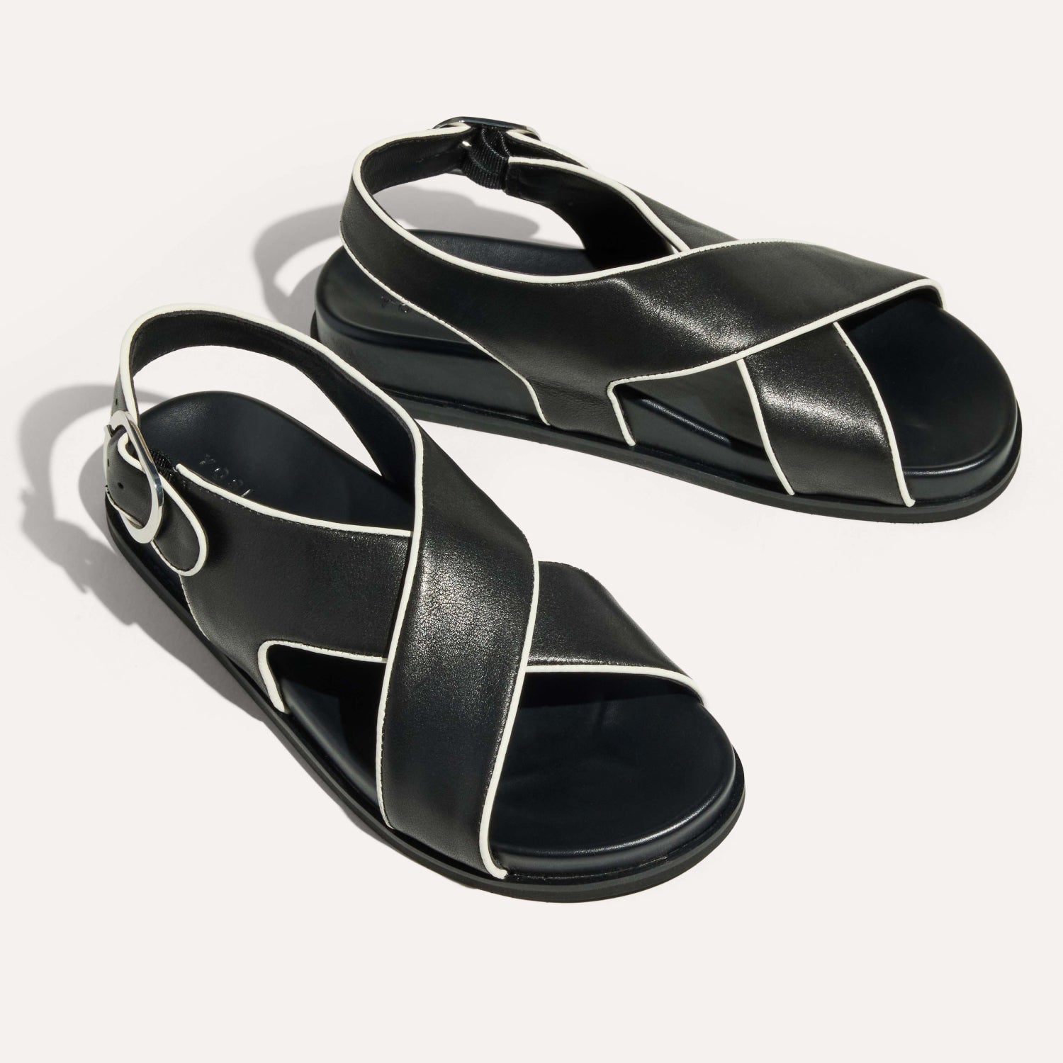 Gemma Cross Strap Sandal in Black Leather