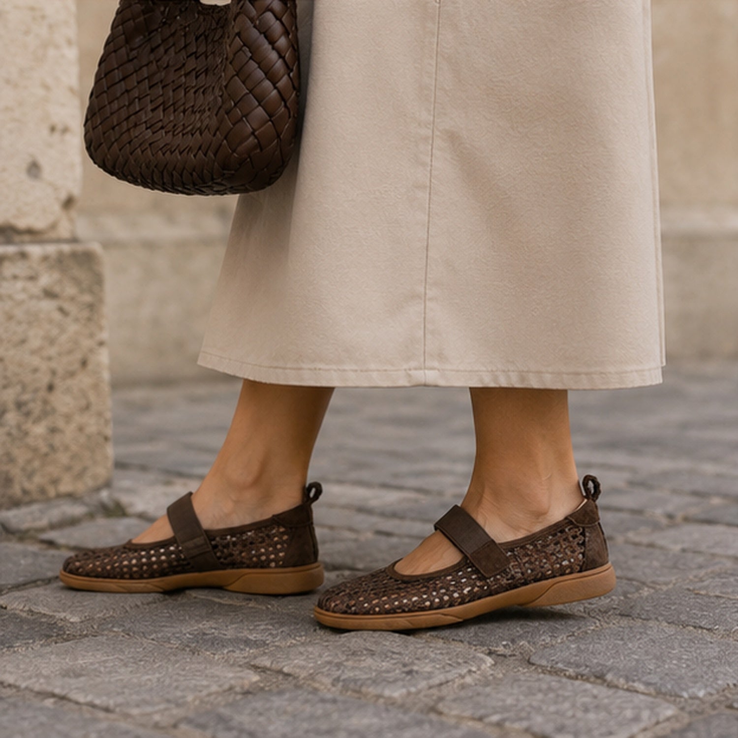 Horizon Sneaker in Brown Crochet/Suede