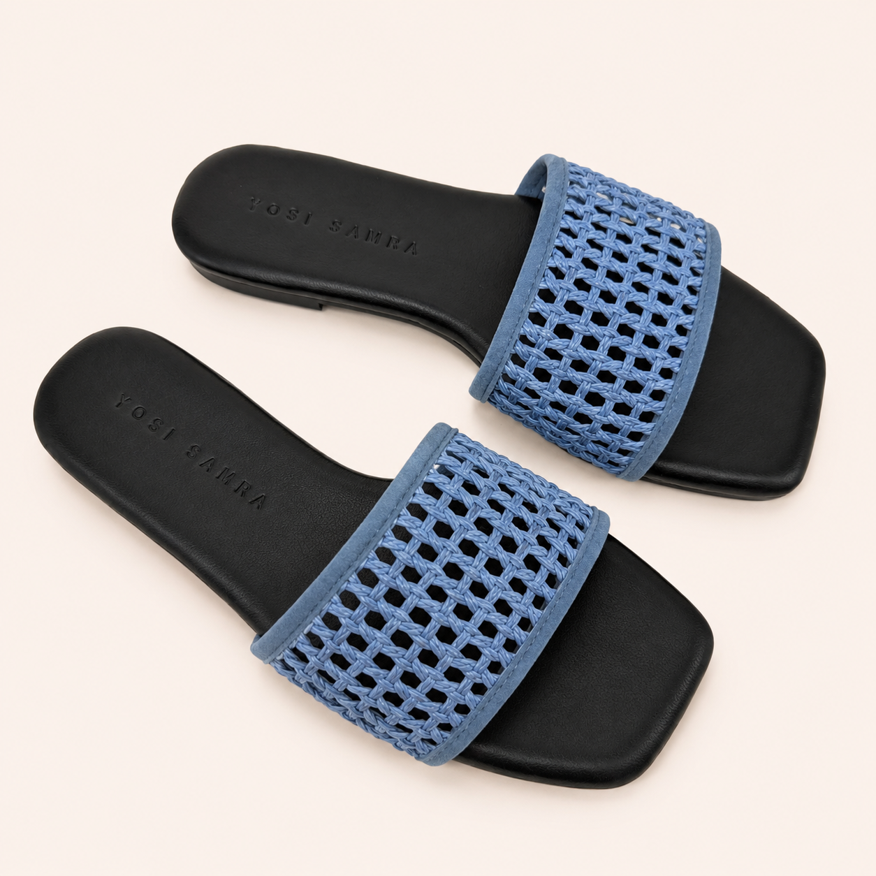 HARLEY SLIDE IN DUSTY BLUE RAFFIA