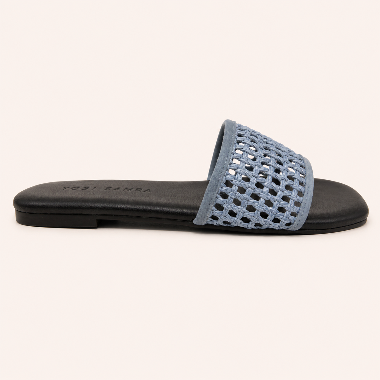 HARLEY SLIDE IN DUSTY BLUE RAFFIA