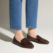 Vivina Crashback Loafer in Chocolate Croc Leather