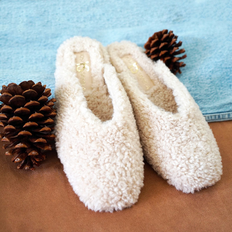 Jessy Shearling Mule in Ivory