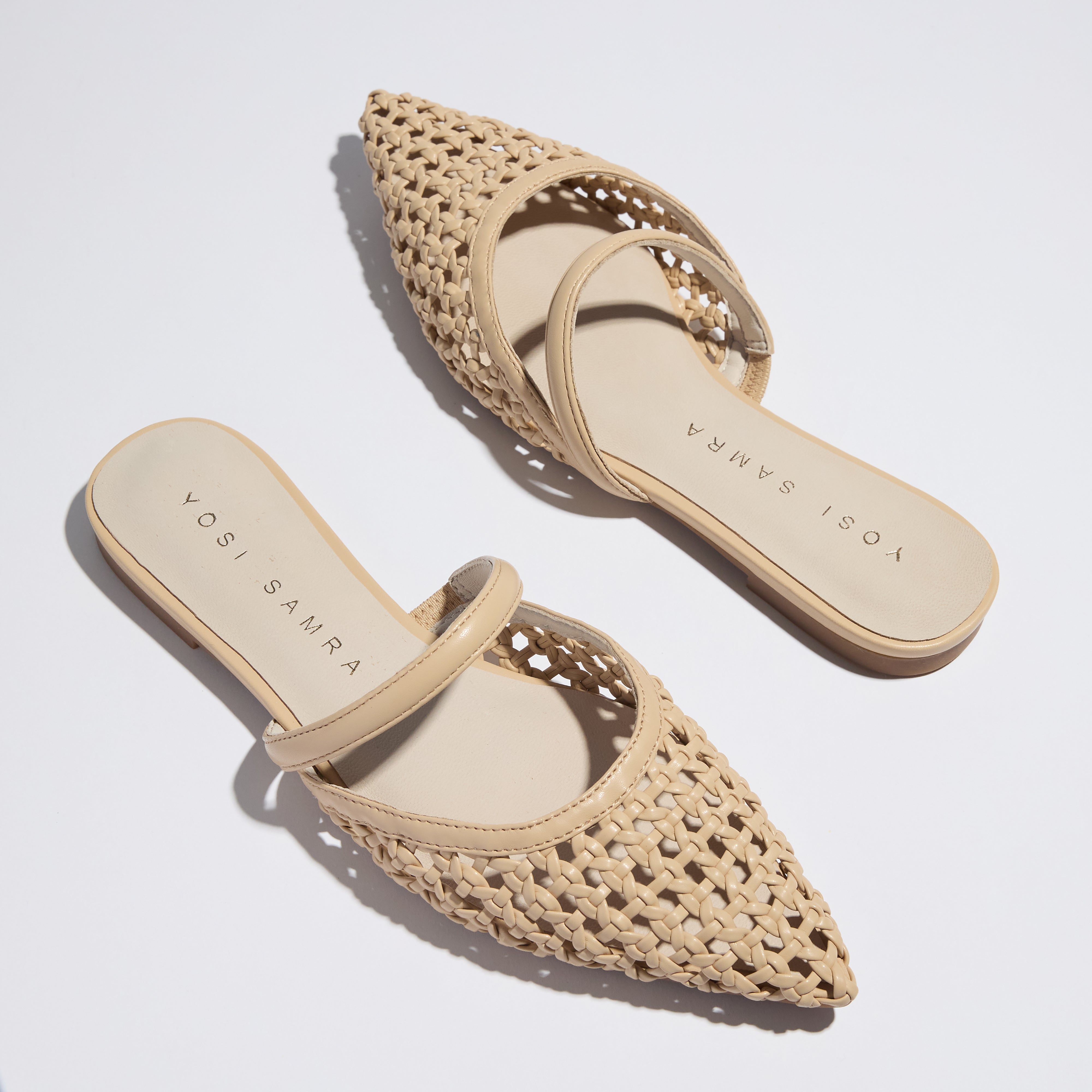 Yosi Samra Justine Slingback in Bone Hand Woven Women's Shoe