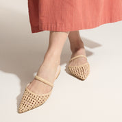Yosi Samra Justine Slingback in Bone Hand Woven Women's Shoe