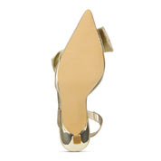 Kaleigh Bow Heel in Gold Leather - Yosi Samra  - Women's Heels