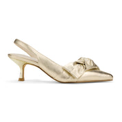 Kaleigh Bow Heel in Gold Leather - Yosi Samra  - Women's Heels