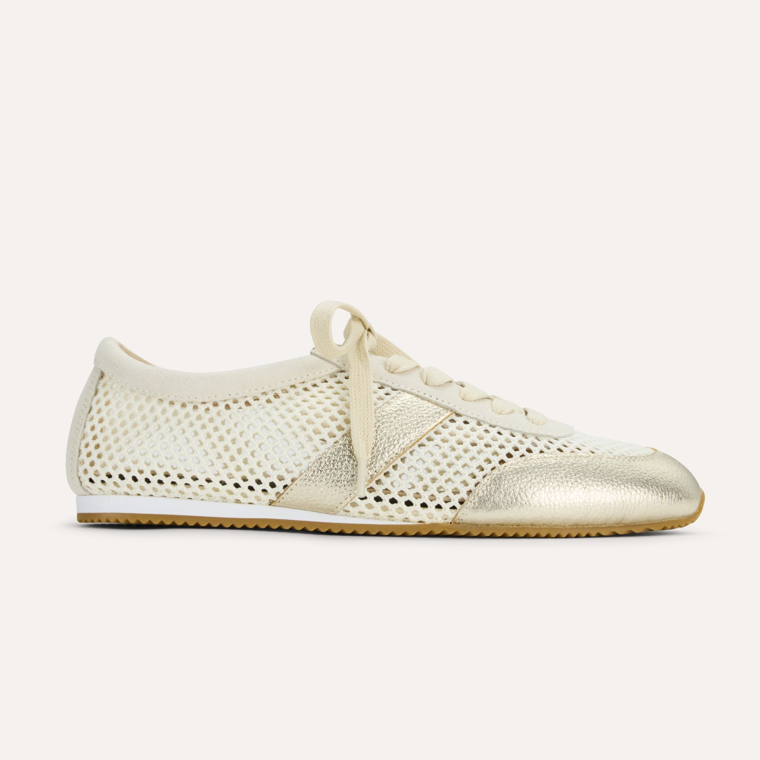 Kiah in Cream Mesh/Gold Metallic Mesh Casual Sneaker Kiah in Cream Mesh/Gold Metallic Mesh Casual Sneaker