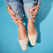 Kate Slingback Pumps in Bone Leather - Yosi Samra  - Women's Heels