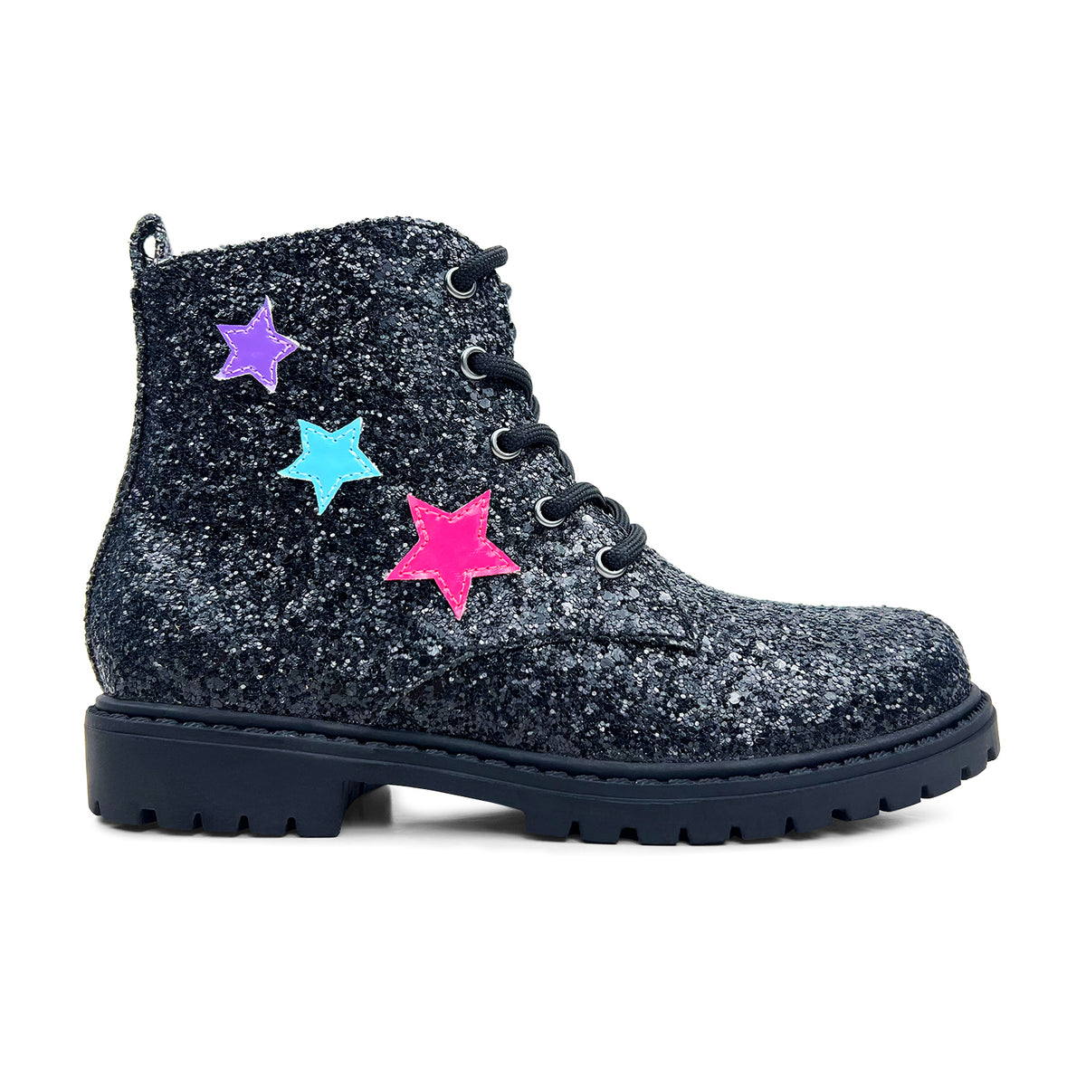 Miss Christie Boot in Black Glitter - Kids