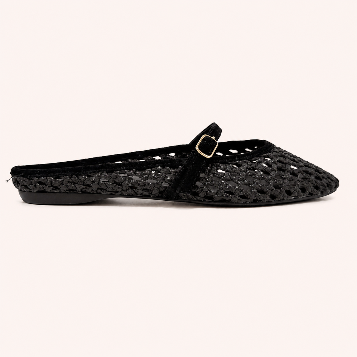 LILY SLIDE IN BLACK RAFFIA